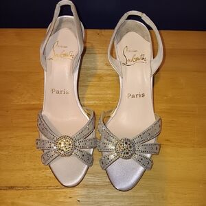 Christian Louboutin Leather Sparkle Heels Size 36 1/2